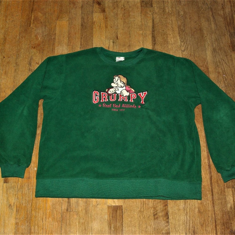 Retired Disney Store Grumpy Embroidered Fleece Sweatshirt